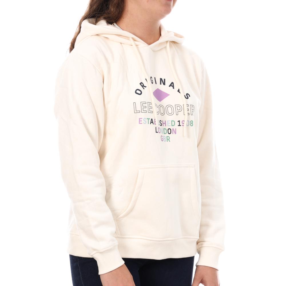 Sweat à Capuche Ecru Femme Lee Cooper Octavi pas cher