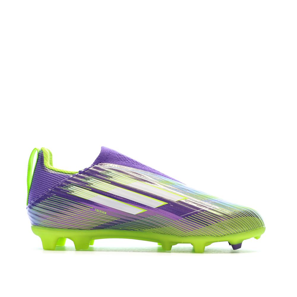 Zapatillas de fútbol moradas/amarillas para niños Adidas F50 League Ll FG/MG ver 2