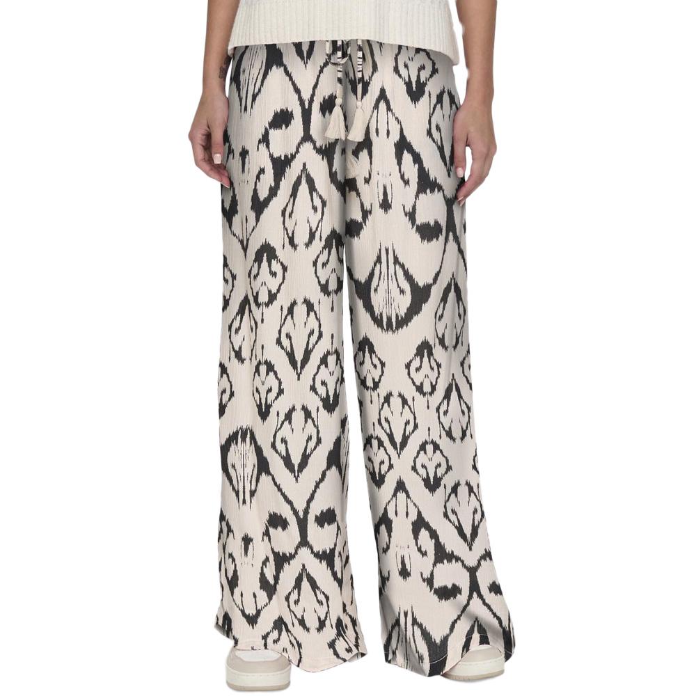 Pantalon fluide Beige/Noir Femme JDY Life Wide pas cher