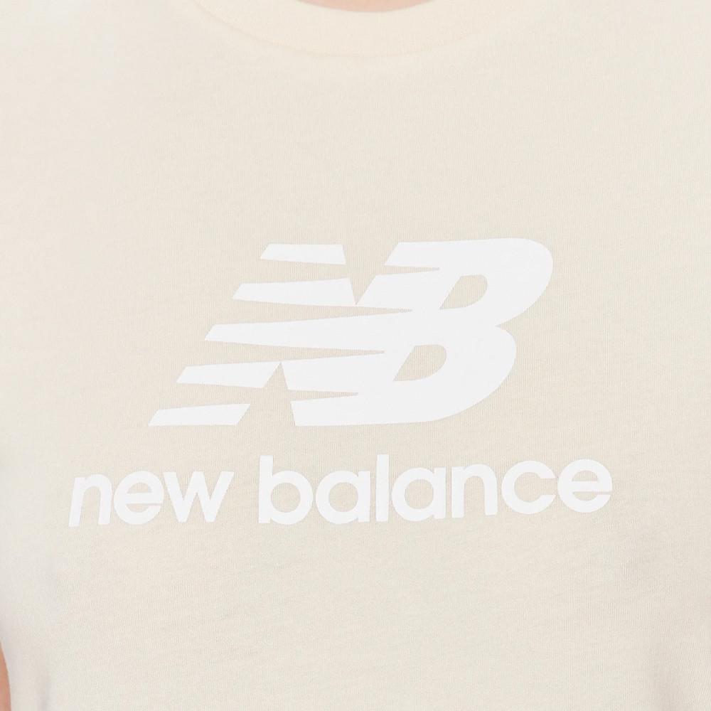 T-shirt Beige Femme New Balance Essentials Stacked vue 3