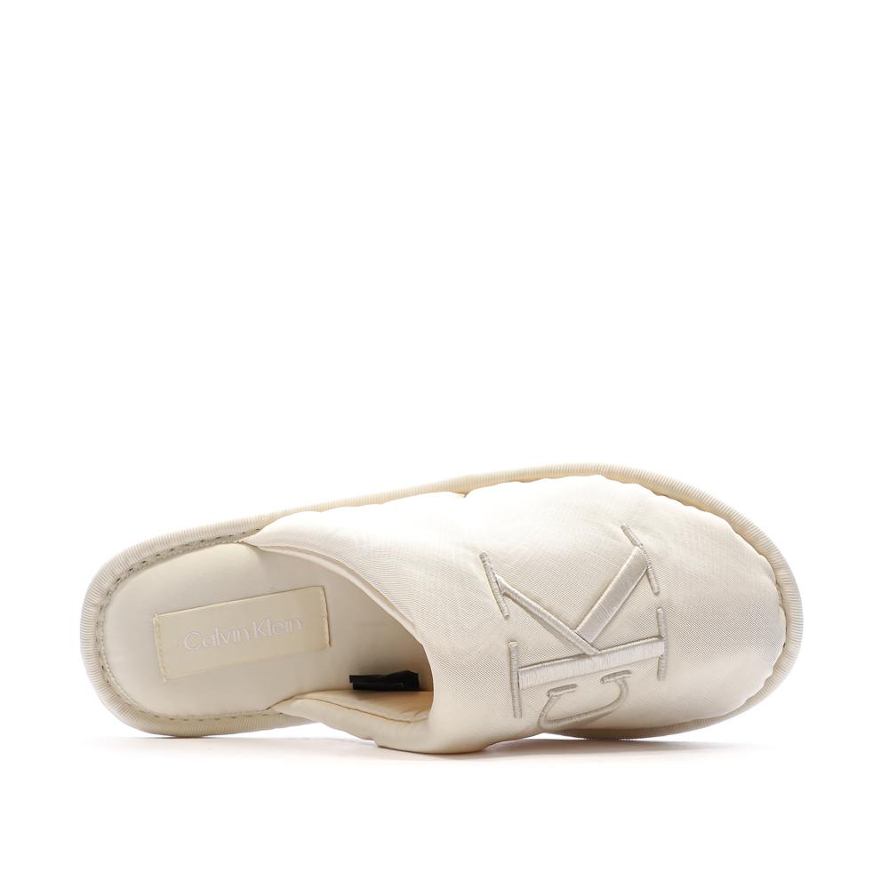 Chaussons Blanc Femme Calvin Klein Jeans Slipper Satin Moire vue 4