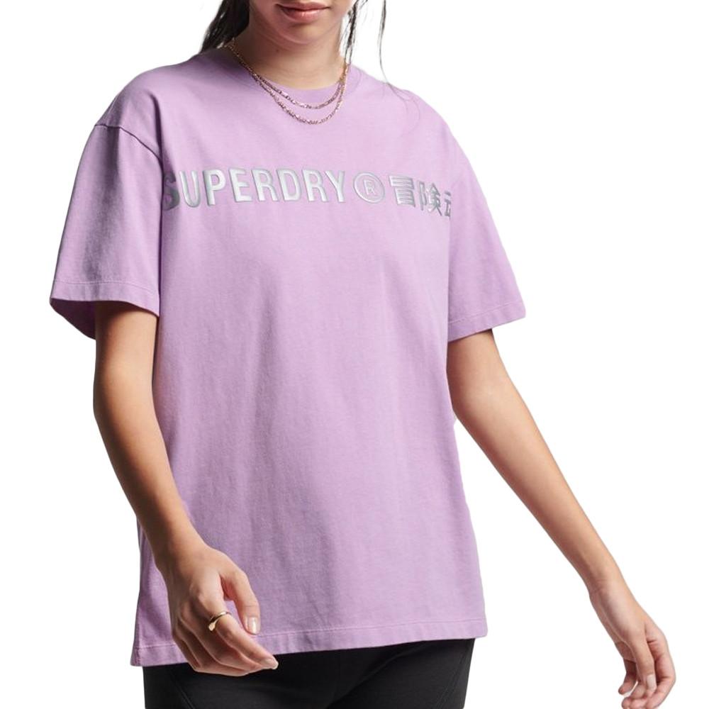 T-shirt Violet Femme Superdry Linear pas cher