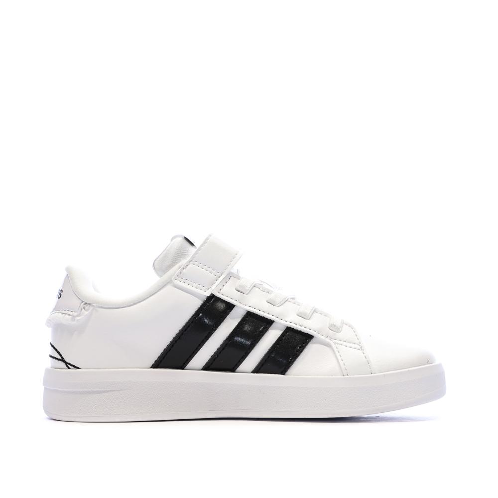 Baskets Blanc/Noir Enfant Adidas Grand Court vue 2