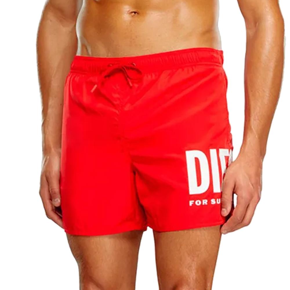 Short de bain Rouge/Blanc Homme Diesel Nico pas cher