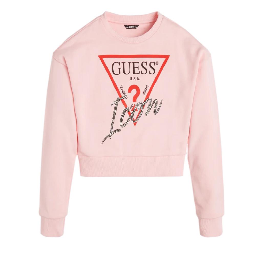 Sweat Rose Fille Guess Logo icon pas cher