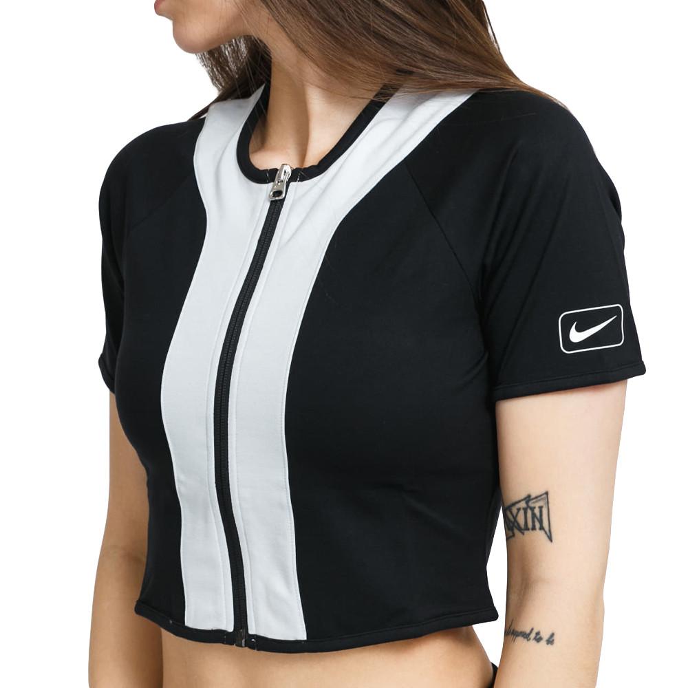 T-shirt zippé Noir/écru Femme Nike Street pas cher