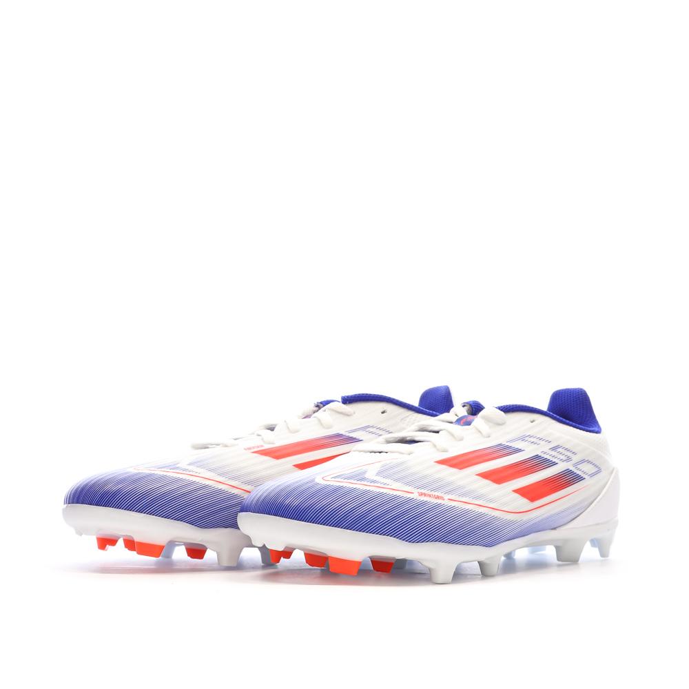 Chaussures de Foot Blanc/Bleu Junior Adidas F50 League FG/MG vue 6