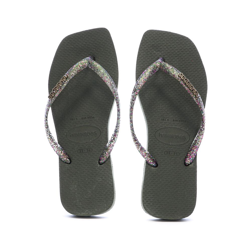 Tongs Kaki Femme Havaianas Hav Square Logo vue 3