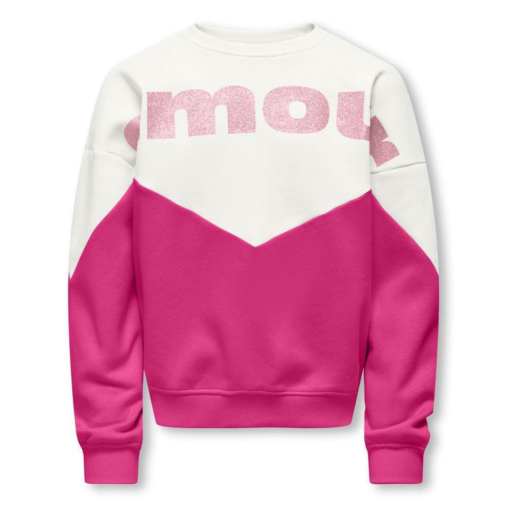 Sweat Rose/Blanc Fille Kids ONLY Kogruna pas cher