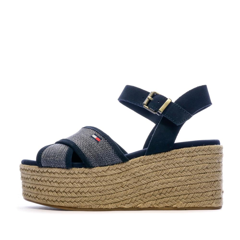 Sandales compensées marine femme Tommy Hilfiger Natural pas cher