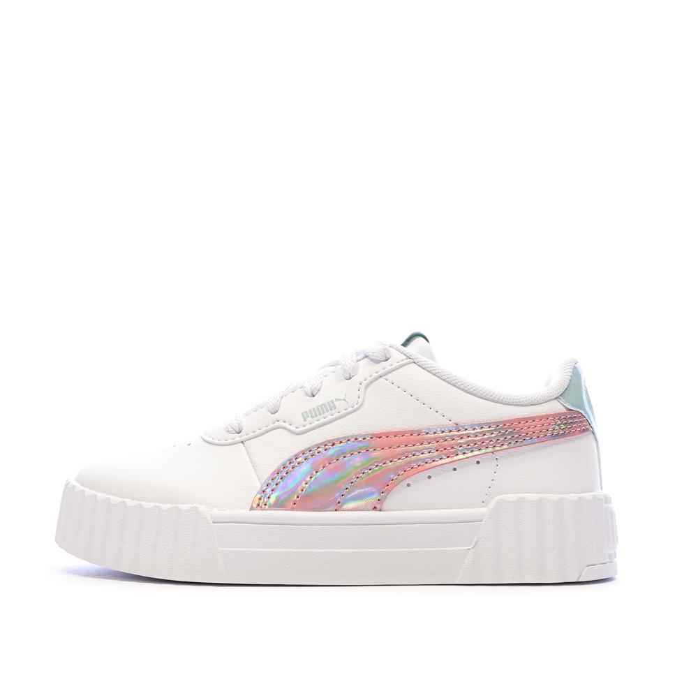 Baskets Blanches/Rose/Bleu Fille Puma Carina 3.0 pas cher