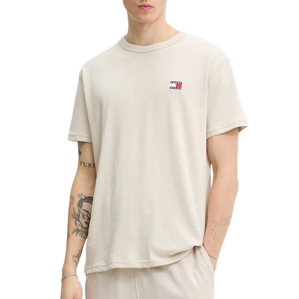 T-shirt Beige Homme Tommy Jeans Reg Badge DM0DM20322 pas cher