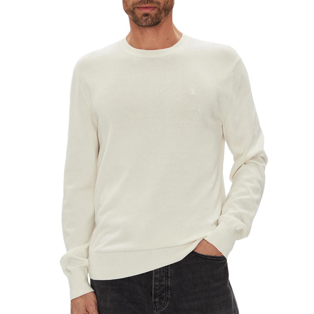 Pull Blanc Homme Calvin Klein Jeans Ls Supima pas cher