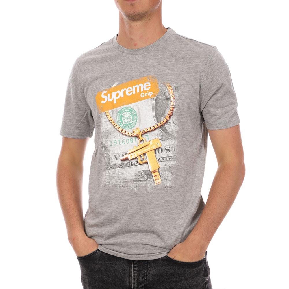 T-shirt Gris Homme Supreme Grip Gun pas cher