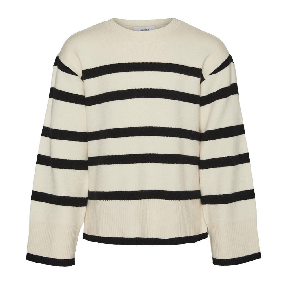 Pull Ecru/Noir Fille Vero Moda Saba pas cher