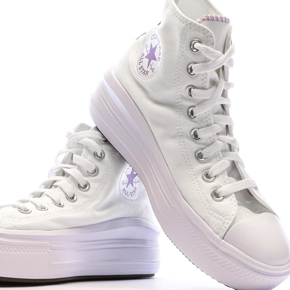 Baskets Blanches/Violettes Femme Converse All Star Move vue 7