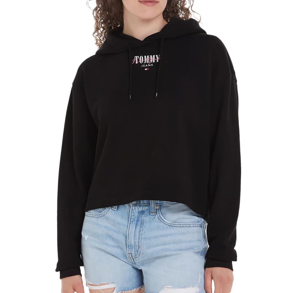 Sweat à Capuche Noir Femme Tommy Hilfiger Essential pas cher