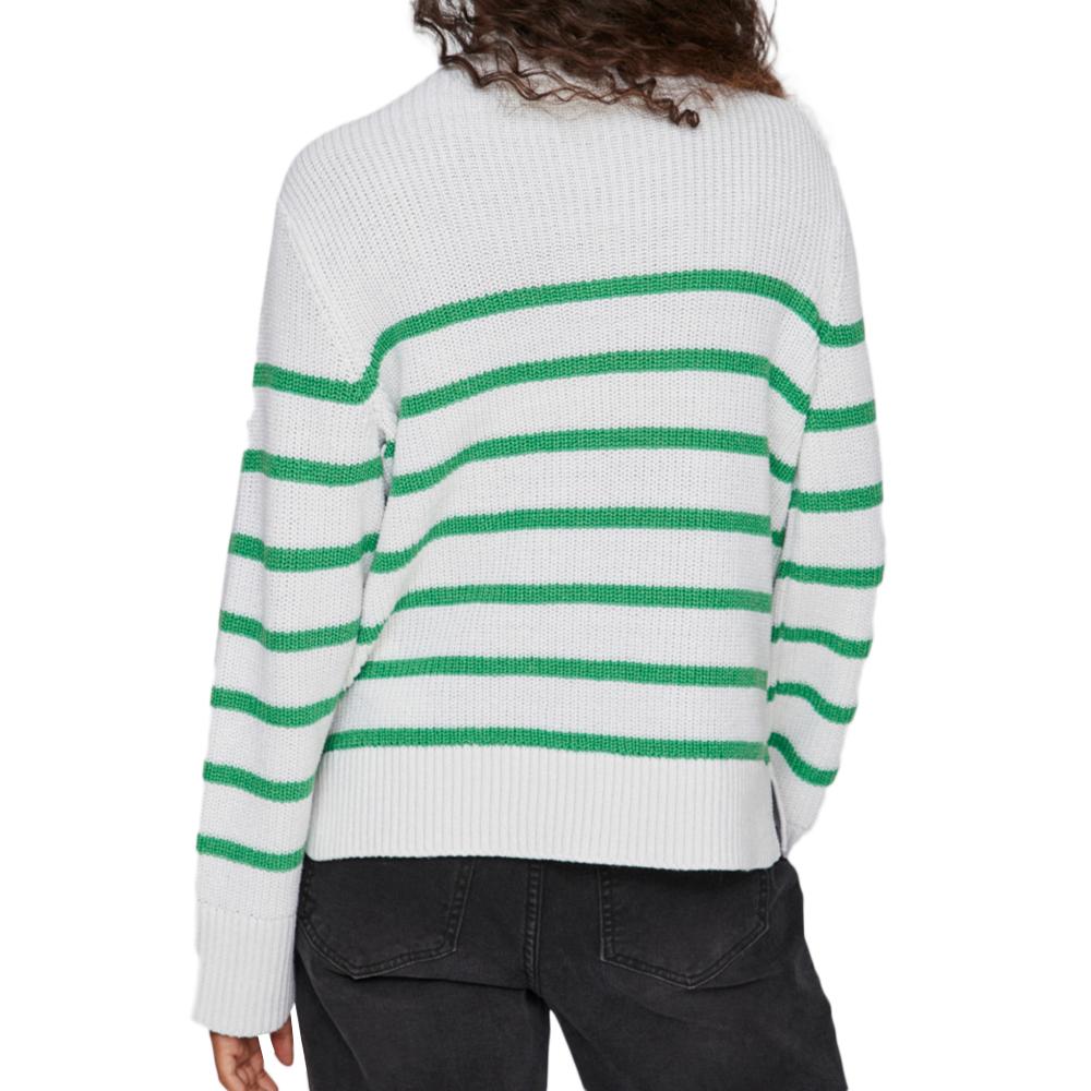 Pull Blanc/Vert Femme Vila Stripe vue 2