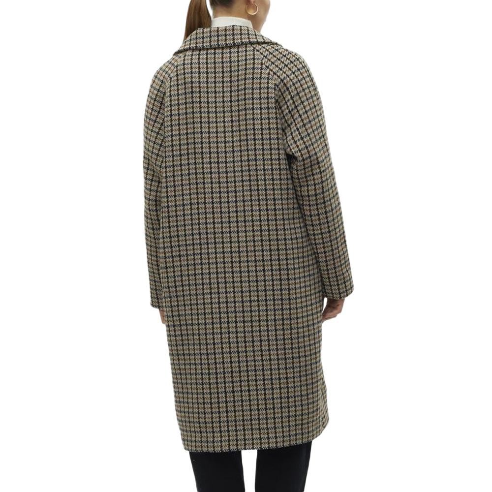 Manteau Beige à Carreaux Femme Vero Moda Hannah vue 2