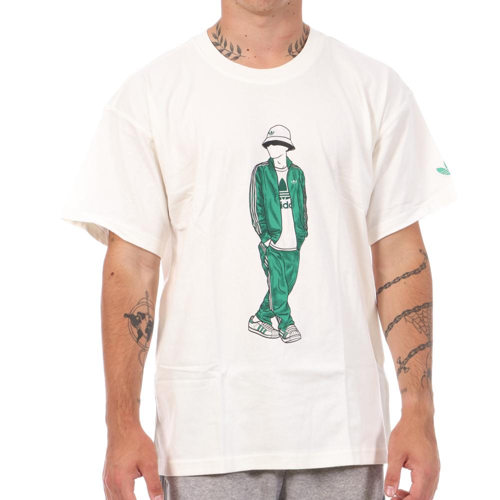T-Shirt Blanc/Vert Homme Adidas Rn pas cher