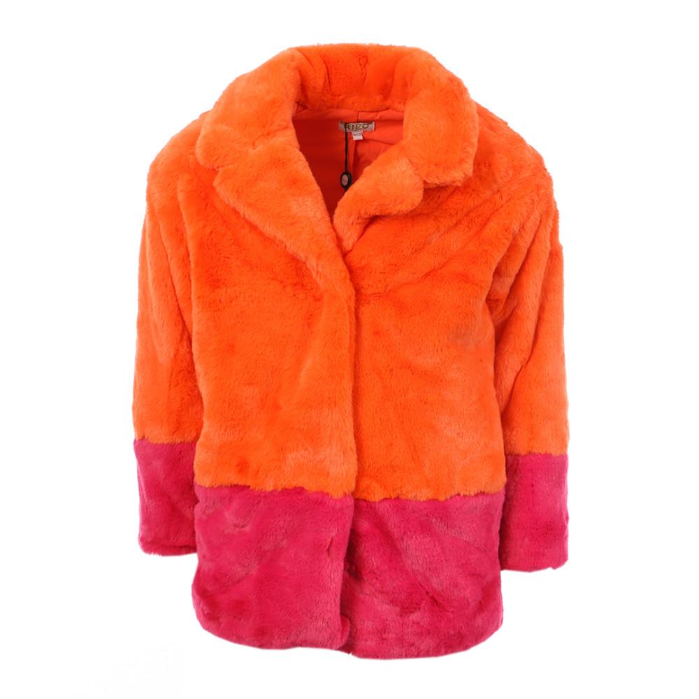 Manteau Orange/Rose Fausse Fourrure Enfant Kenzo Kiara pas cher