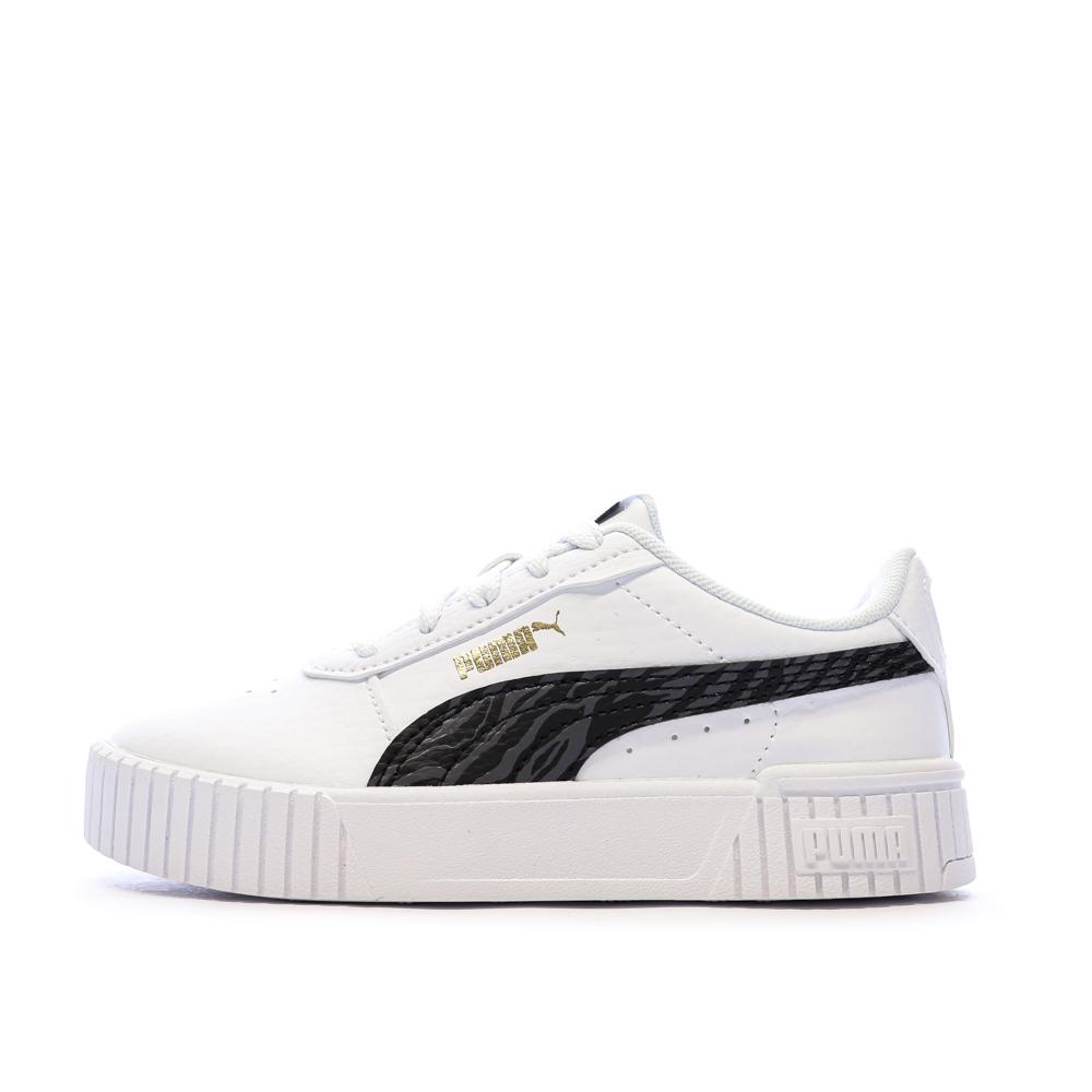 Baskets Blanche/Noir Fille Puma Carina 2.0 Zebra pas cher