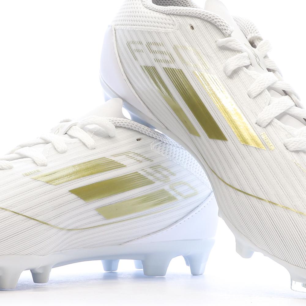 Chaussures de football Blanches/Doré Garçon Adidas F50 League vue 7