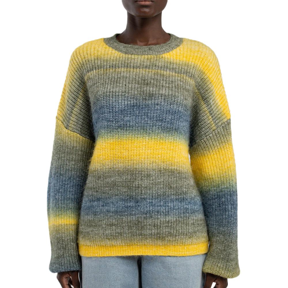 Pull Olive/Jaune Femme Teddy Smith Stripy pas cher