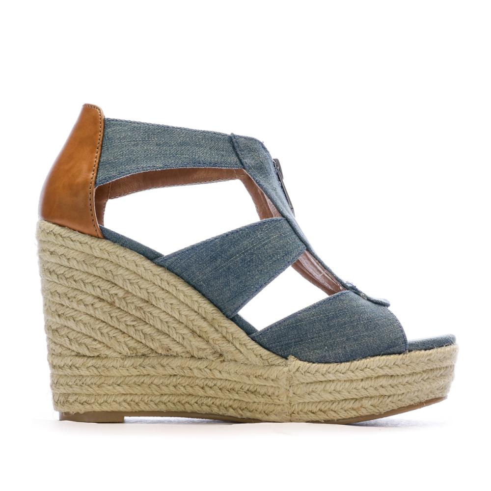 Sandales compensées Bleu Jean Femme Chattawak Debby vue 2