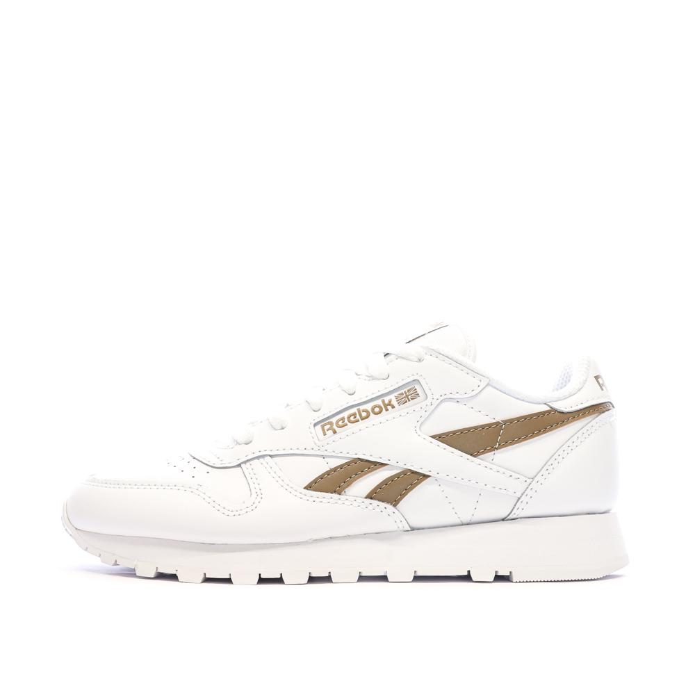 Baskets Blanc/Marron Femme Reebok Classic Leather pas cher