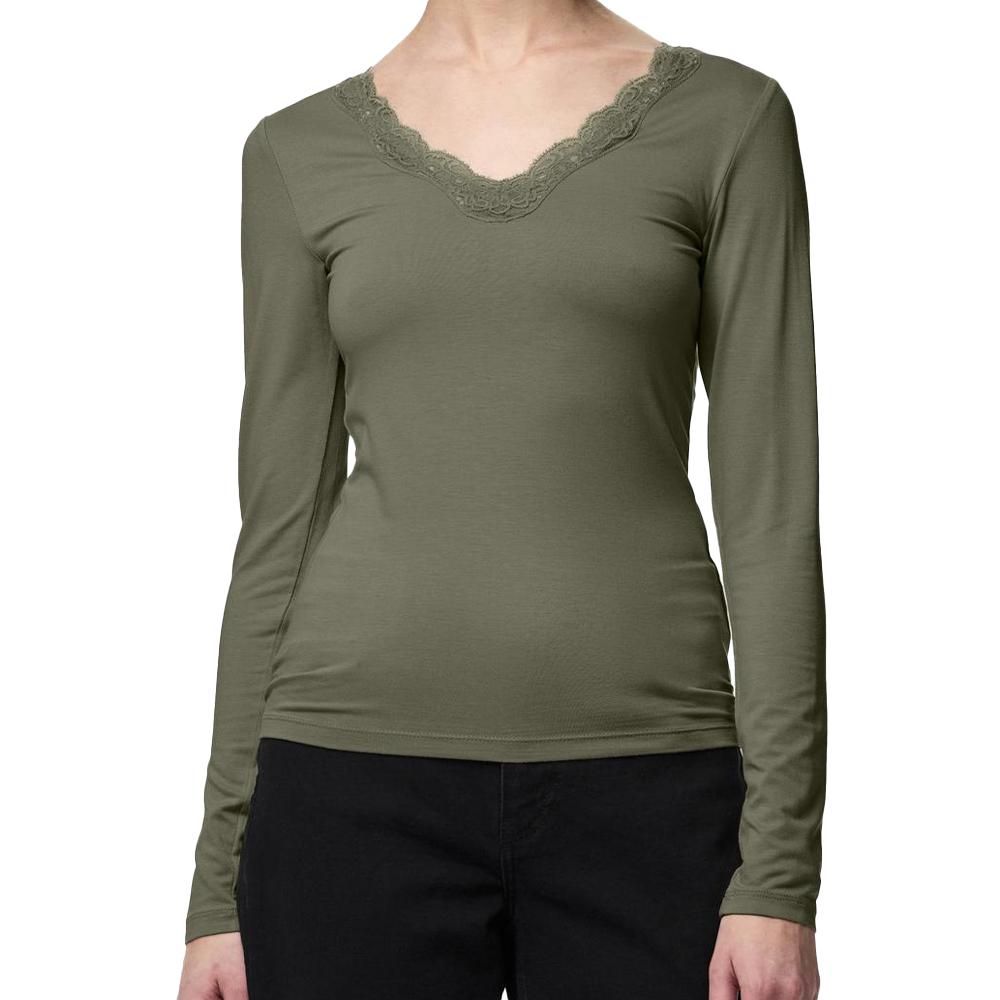 T-Shirt Kaki Femme Pieces Pcbarbera pas cher