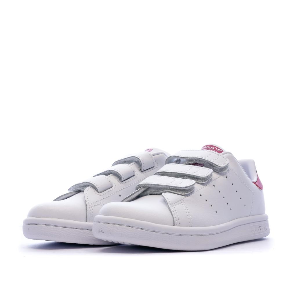 Baskets Blanche/Rose Fille Adidas Stan Smith vue 6