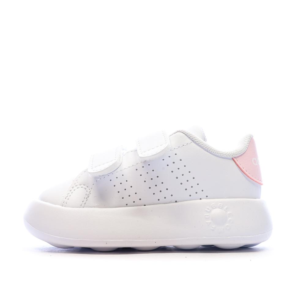Baskets Blanches/Rose Fille bébé Adidas Advantage pas cher