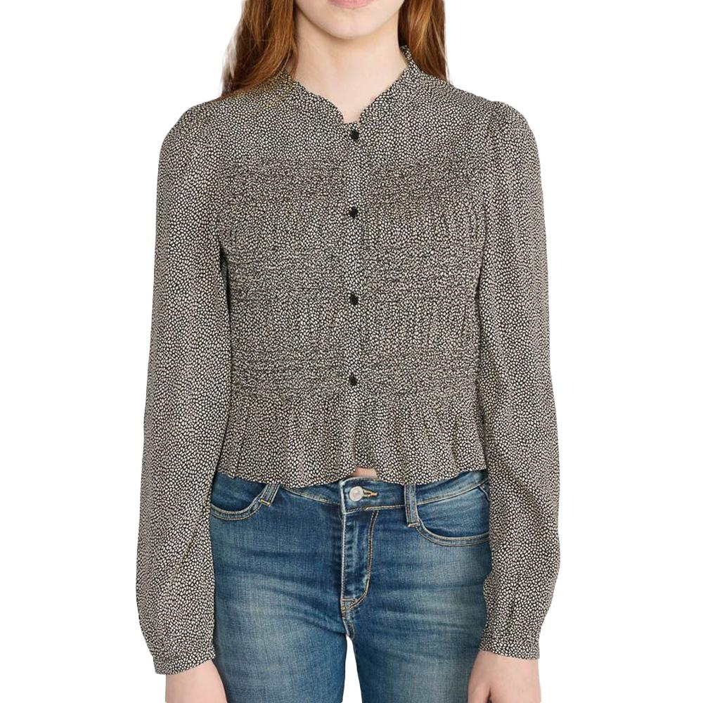 Le Temps Des Cerises Izzy Girls’ Black/Beige Long-Sleeved Shirt affordable
