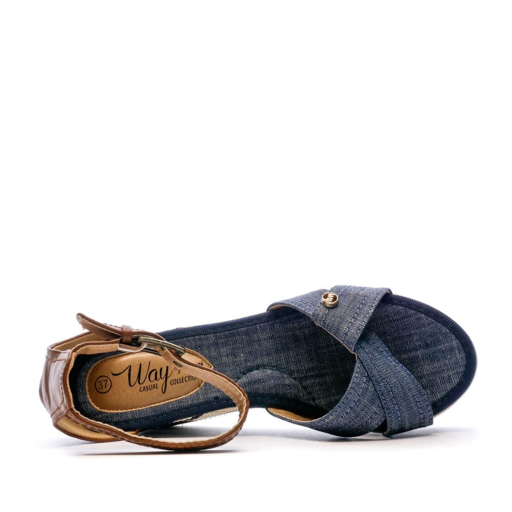 Sandales compensées femme bleu marine hotsell