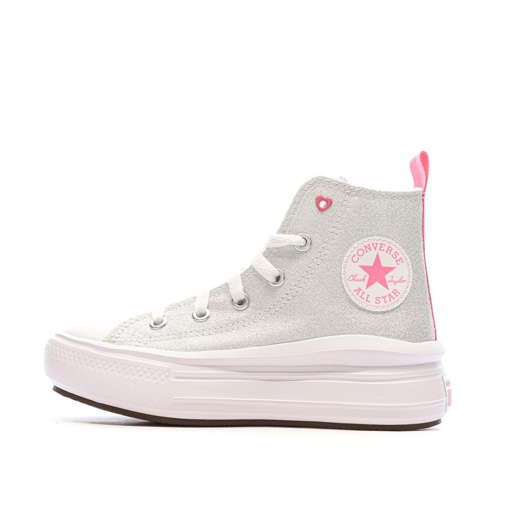 Baskets Grises/Rose Fille Converse All Star Move Sparkle pas cher