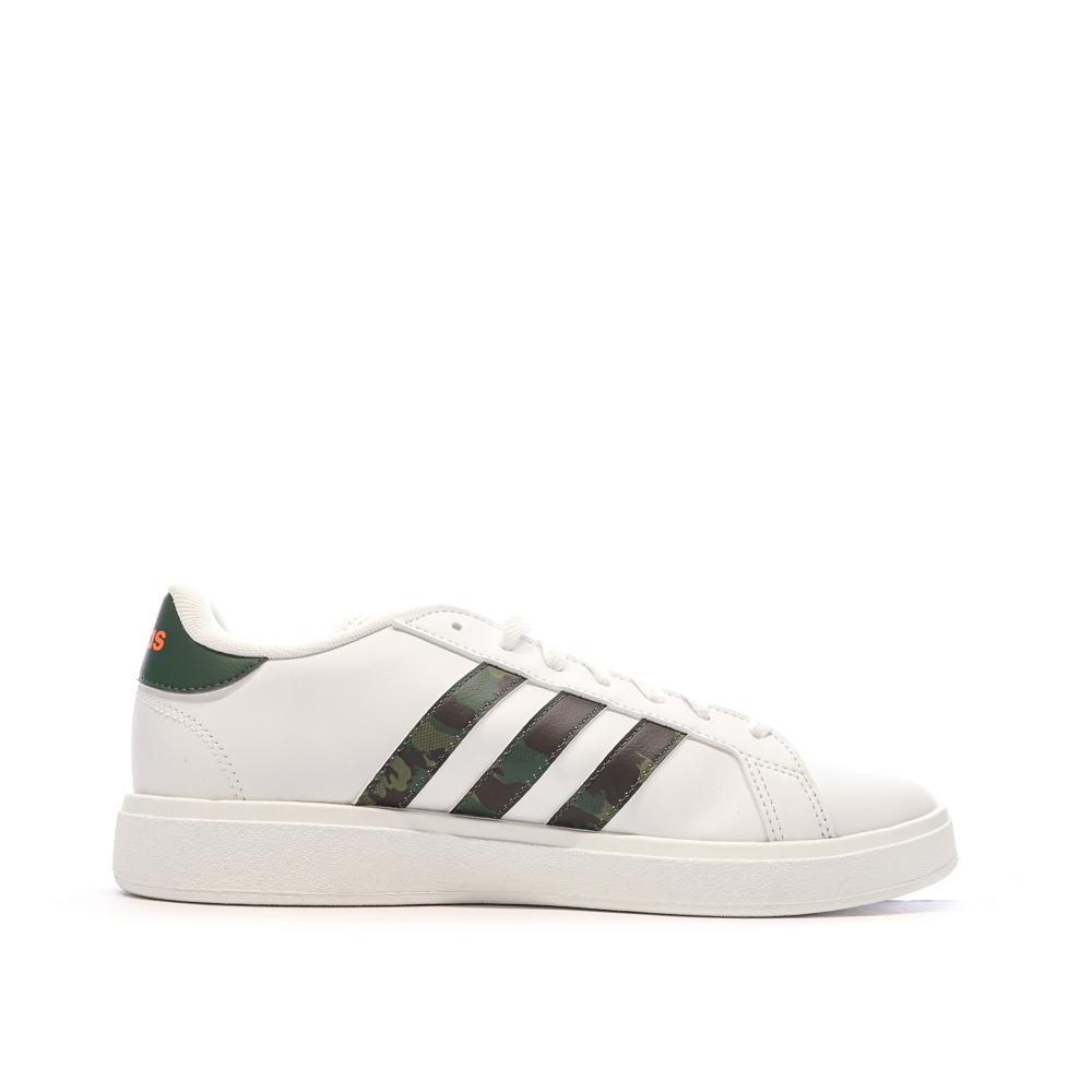 Baskets Blanches/Kaki Homme Adidas Grand Court Base 2.0 vue 2