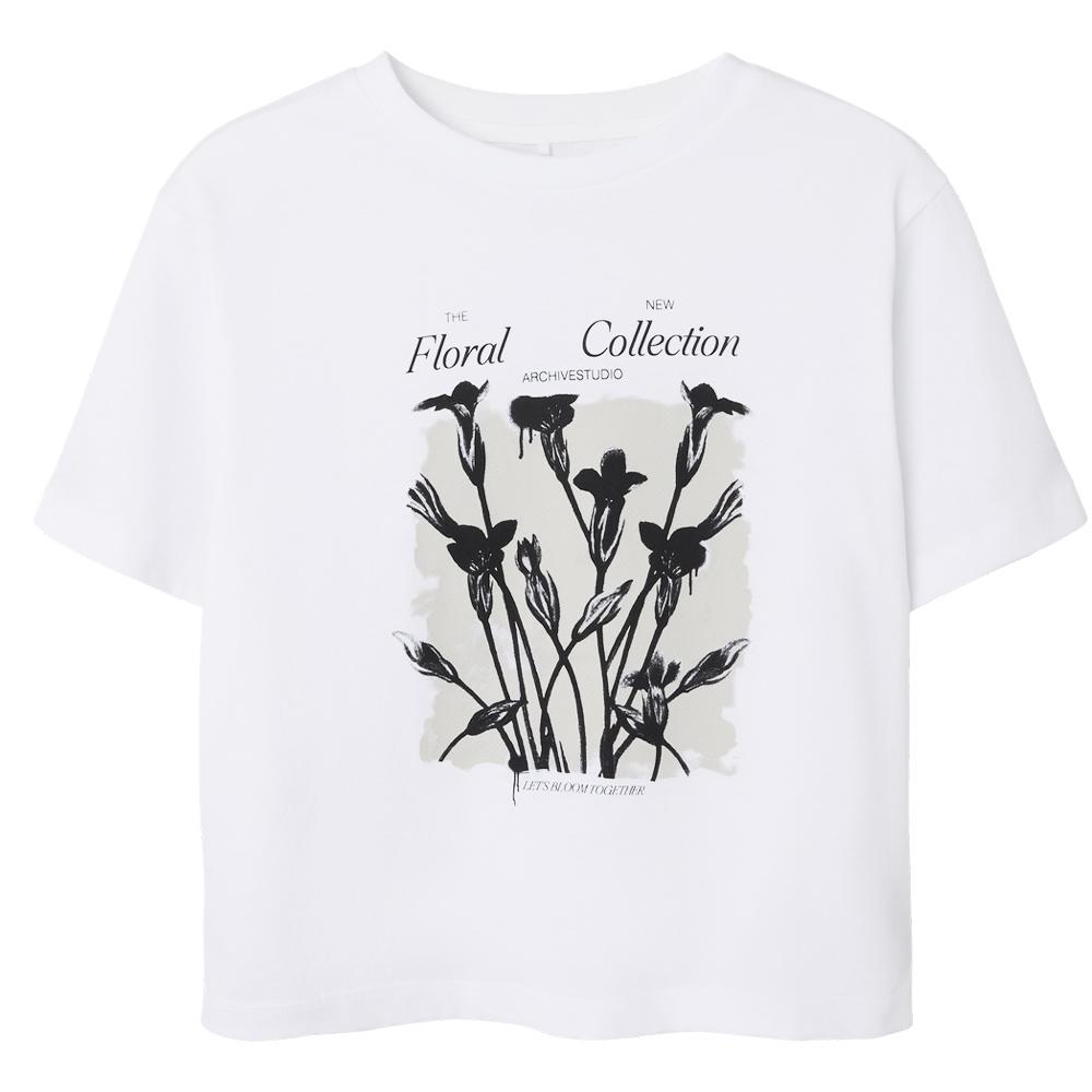 T-shirt Blanc Fille Name it Agmar pas cher