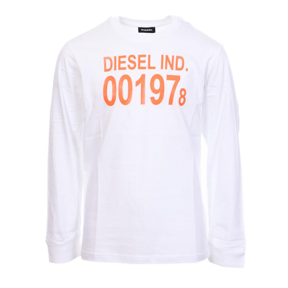 T-shirt Blanc/Orange Garçon Diesel Diego 1978 pas cher