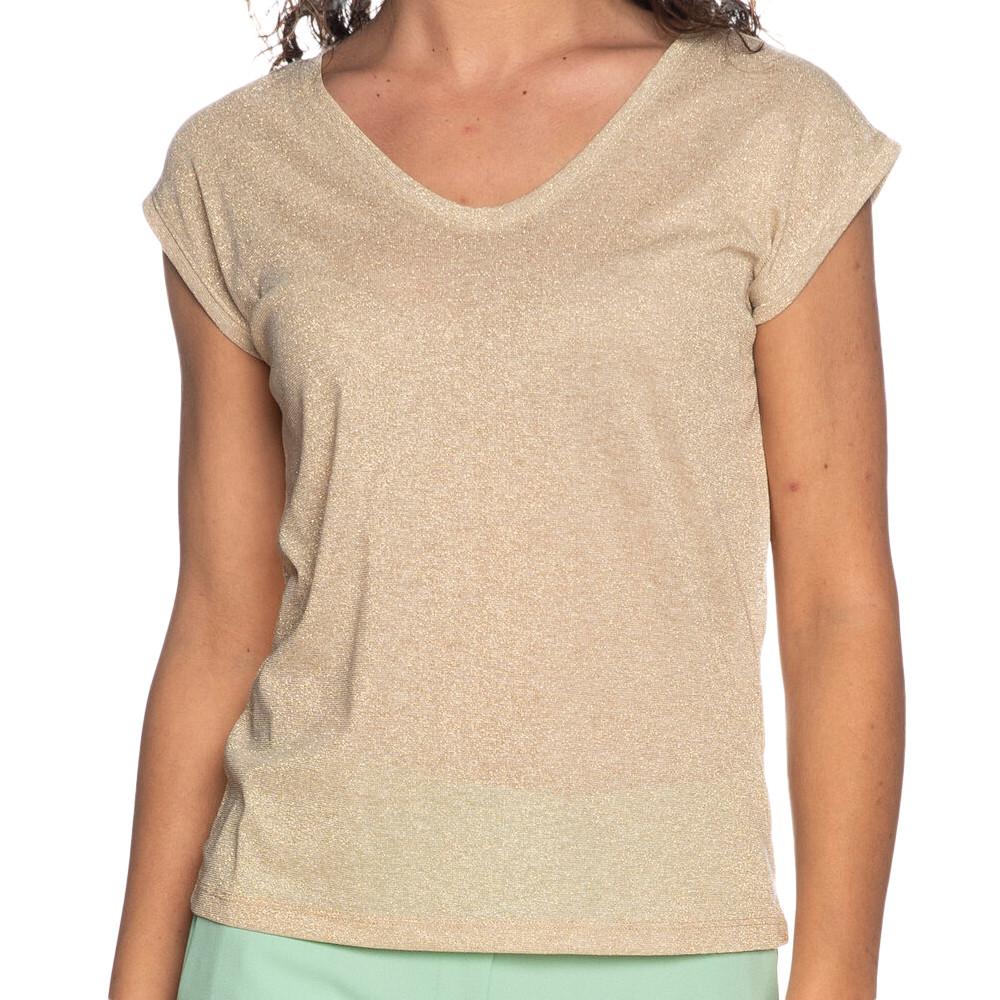 T-shirt Doré Brillant Femme Only Silvery pas cher