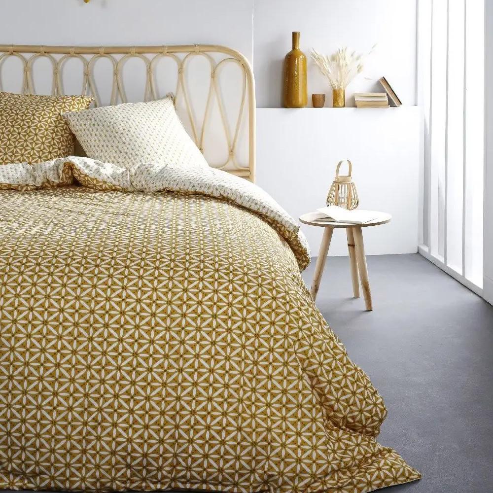 Parure de lit 220x240cm Jaune/Blanc Today Coton 57 Fils Sunshine pas cher