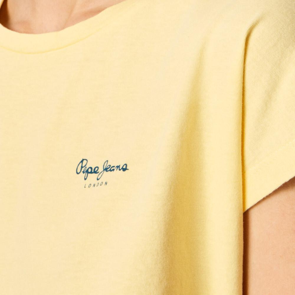 T-shirt Jaune Femme Pepe Jeans Bloom vue 3