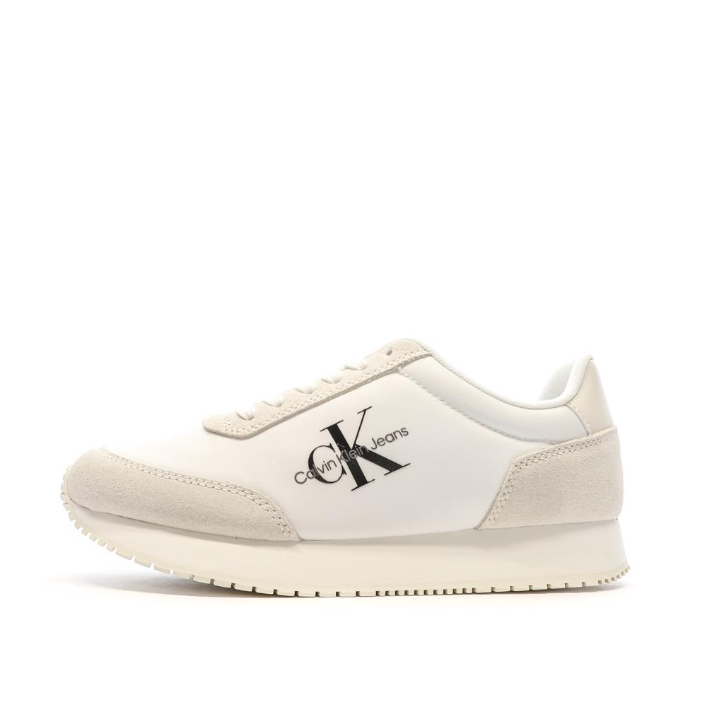 Baskets Blanches/Beiges Femme Calvin Klein Jeans Retro pas cher
