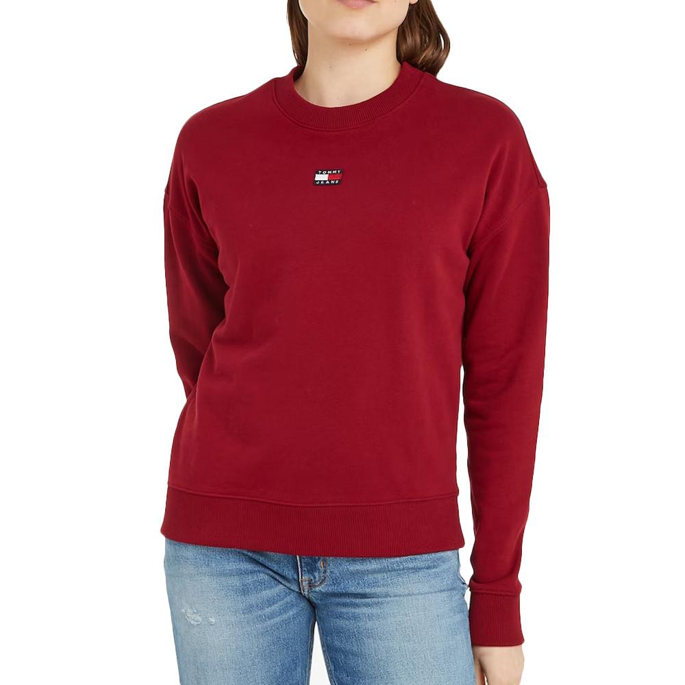 Sweat Bordeaux Femme Tommy Hilfiger Badge pas cher