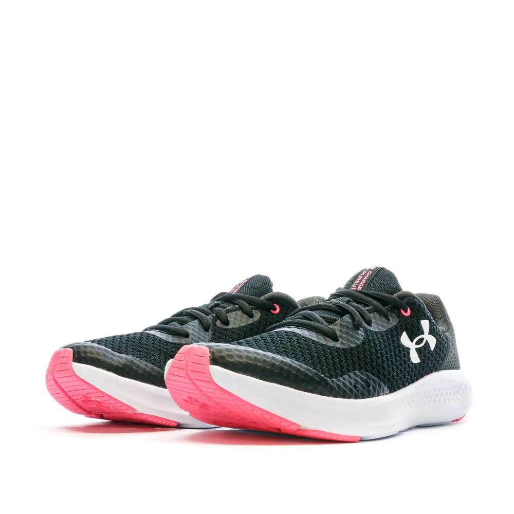 Chaussures de Sport Noire/Rose/Blanches Femme Under Armour Charged Pursuit 3 vue 6