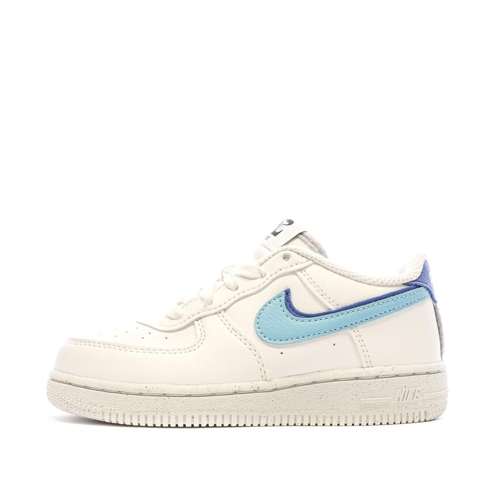Baskets Blanche/Bleu Garçon Nike Force 1 pas cher
