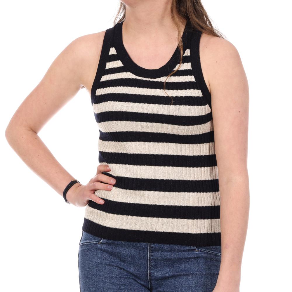 An'ge Julia Camiseta de tirantes para mujer, crudo/azul marino barato
