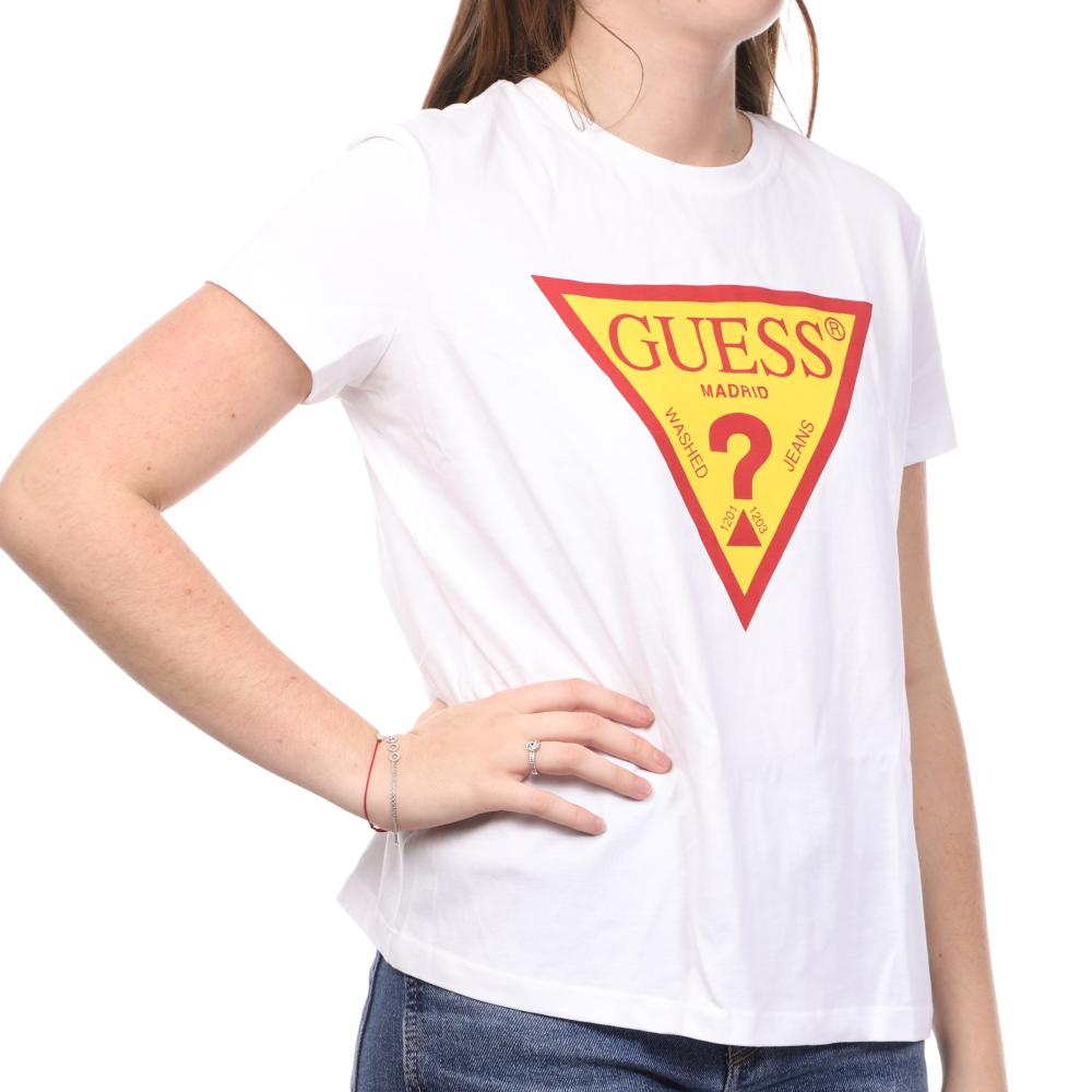 T-shirt Blanc Femme Guess Roma pas cher