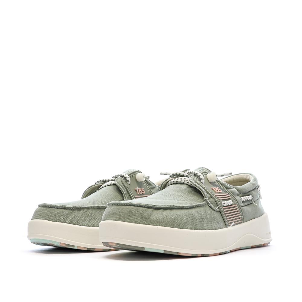 Zapatos náuticos verdes para mujer TBS de lona de algodón color arcilla ver 6