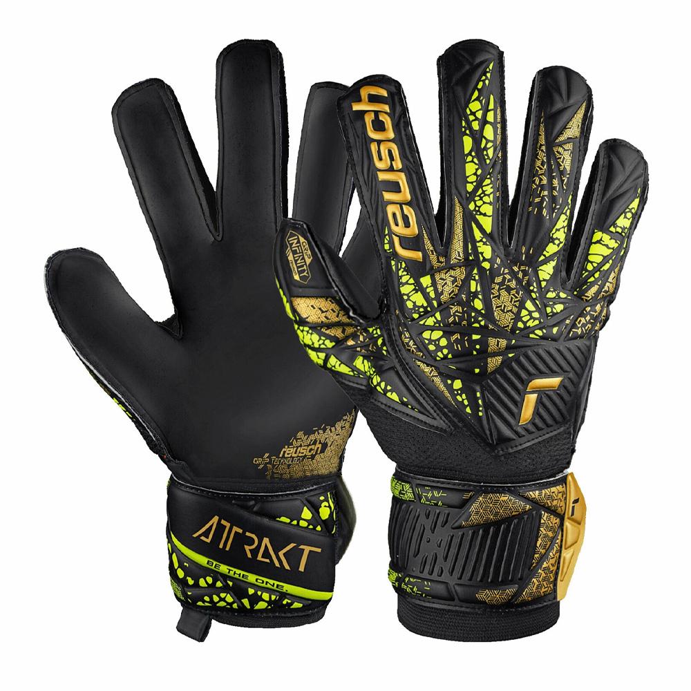 Gants de gardien Noir/Jaune Homme Reusch Attrakt Infinity pas cher